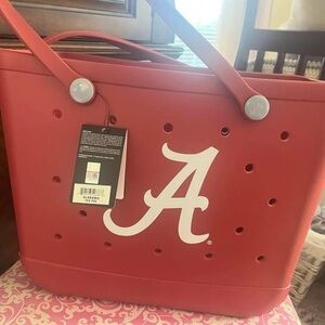 Crimson Tote Bag with Iconic Logo